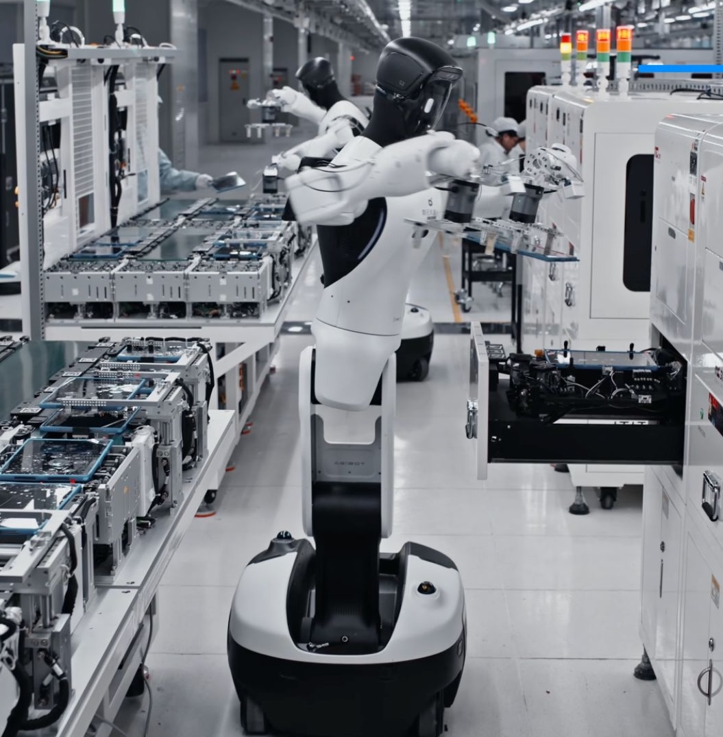 agibot g2 working on production line